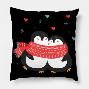 Cute Penguin Couple Christmas Winter Love Pillow