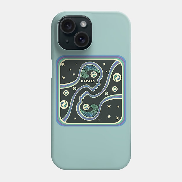 Pisces Zodiac 70z style art Phone Case by Inktally