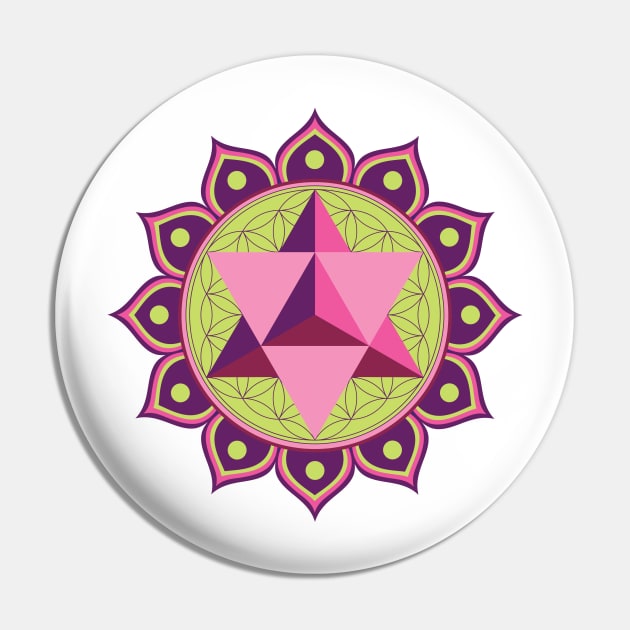 Merkaba with Flower of Life Pin by GalacticMantra