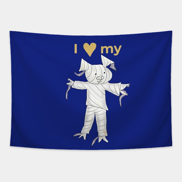 I love my Mummy! Gold Tapestry by PiggingJapan