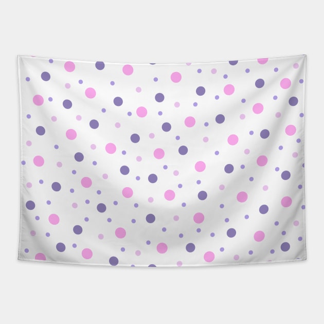 Pink and Purple Polka Dots Tapestry by Whoopsidoodle