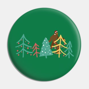 A Very Christmas Bigfoot Amongst the Decorated Trees Pin