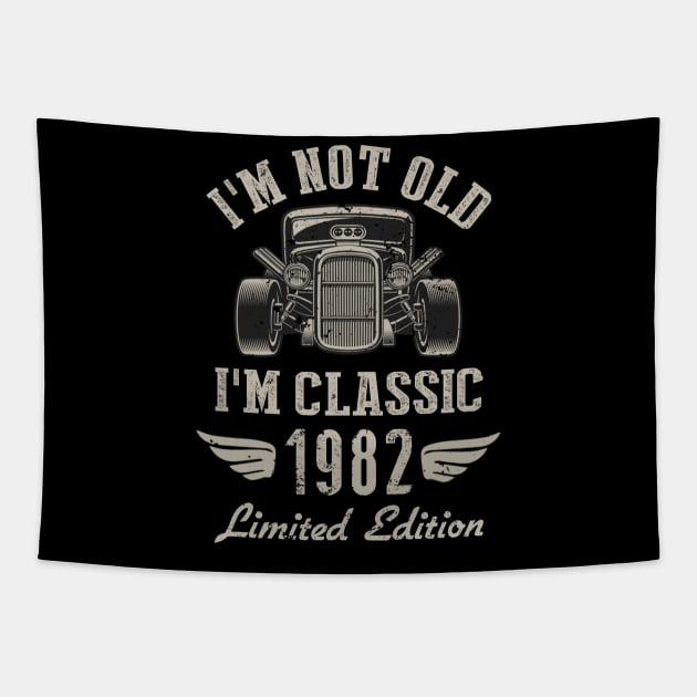 I'm Classic Car 40th Birthday Gift 40 Years Old Born In 1982 Tapestry by Penda