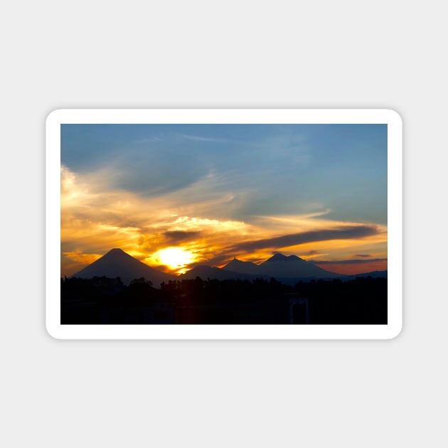 Photograph of Guatemalan Volcanoes Sunset Magnet by Ivanapcm