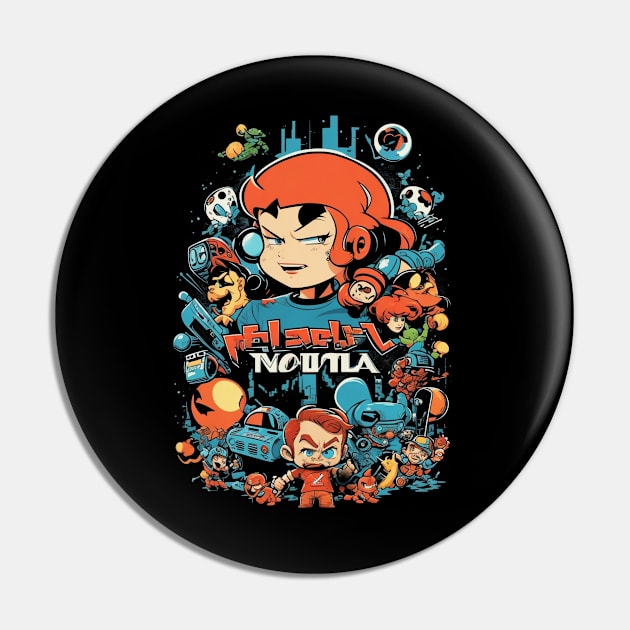 Fantasy retro gaming theme art T-Shirt Pin by deepofficial