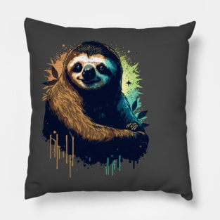 Sloth Watercolor Magical Splatter Pillow