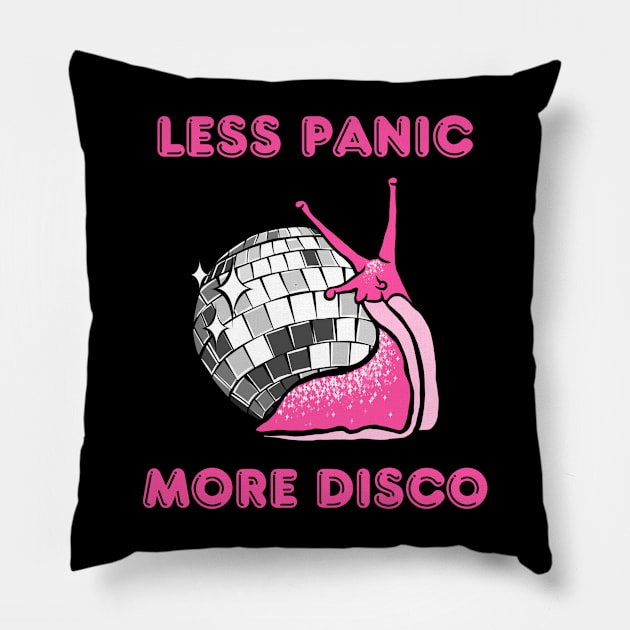 More Disco Snail Less Panic Pillow by izzyfaye