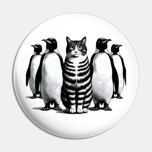 Unexpected Retro Penguins Cat Funny Cat Pin