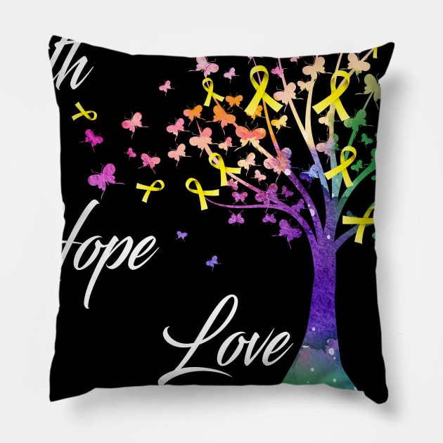 Faith Hope Love Spina Bifida Awareness Support Spina Bifida Warrior Gifts Pillow by ThePassion99