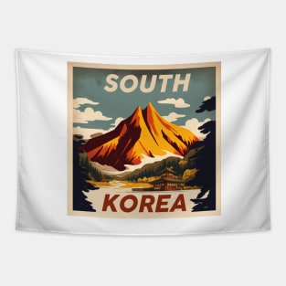 South Korea Mountain Vintage Travel Art Poster Tapestry