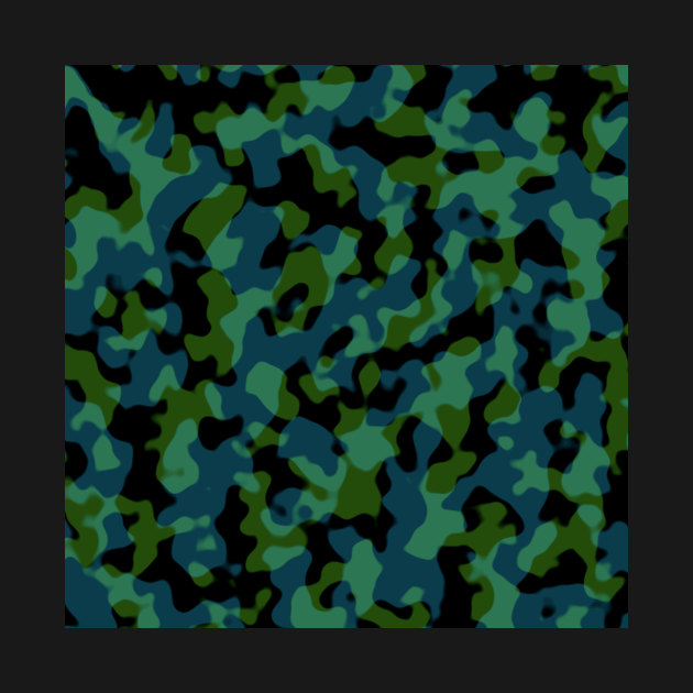 Disover Blue Green and Black Camo pattern - Blue Green And Black Camo Pattern - T-Shirt