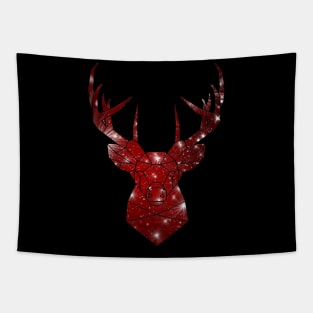 Red Christmas Stag Tapestry