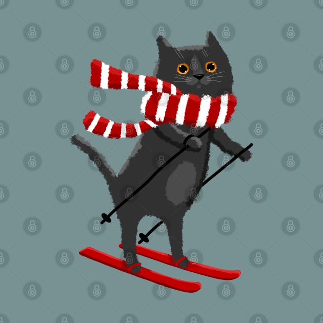 Kitty Hitting the Slopes by KilkennyCat Art