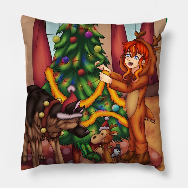 Trimming the Christmas Tree Pillow by SakuraDragon