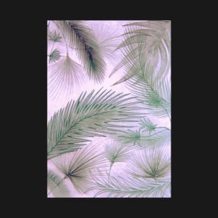 PINK GREY LILAC FEATHER PALM PRINT TROPICAL PASTEL ART POSTER T-Shirt