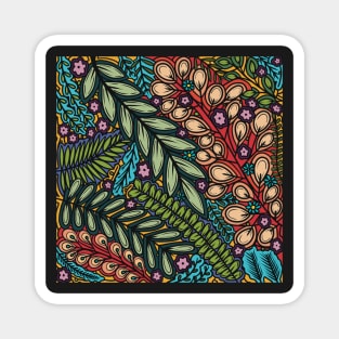 Lovely Leafy Layers - Rainbow Colors - Digitally Illustrated Flower Pattern for Home Decor, Clothing Fabric, Curtains, Bedding, Pillows, Upholstery, Phone Cases and Stationary Magnet