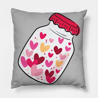 Jar of colored hearts Pillow