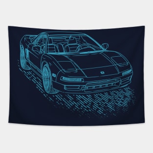 Acura NSX Lineart Blueprint Tapestry