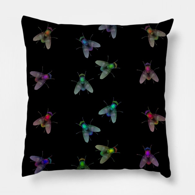 Colorful Fly Everywhere Pillow by LemoBoy