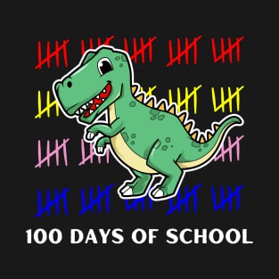 100 days of School Love School Teacher or Student Dino design T-Shirt