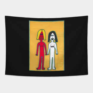 Red and White Couple Tapestry