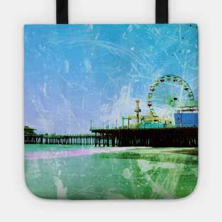 Blue and green Santa Monica Pier Tote