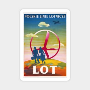 Polskie Linie Lotnicze LOT Vintage Poster Magnet