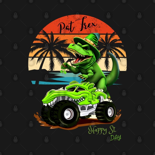 Kids Happy St Pat Trex Day Green Dino Monster Truck Toddler by Adam4you