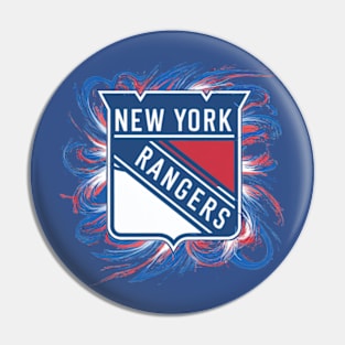 The striking geometric patterns and vivid colors of the New York Rangers logo Pin