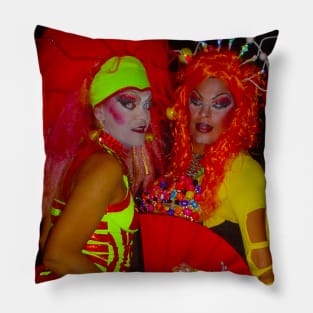 Color drag queens in LGBT parade Pillow