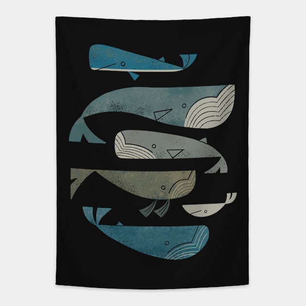 Retro Whale Pod Tapestry by Renea L Thull