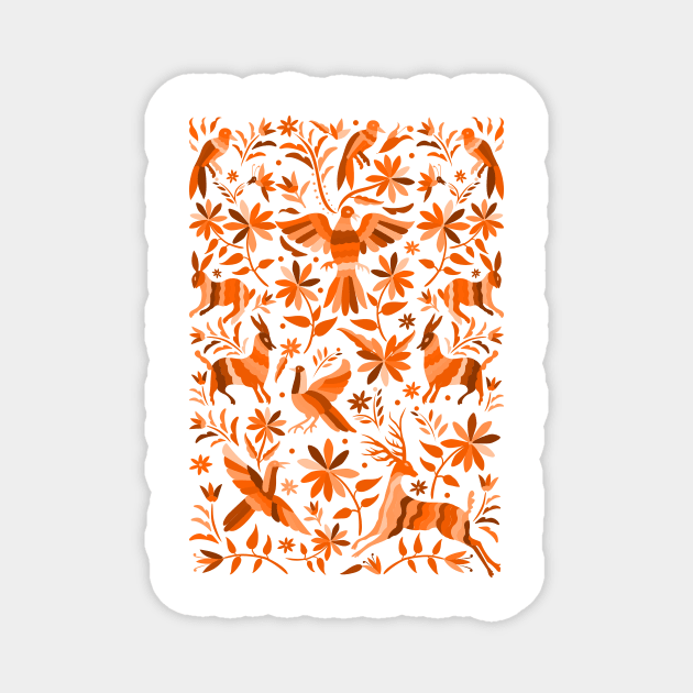 Mexican Otomí Design in Orange color Magnet by Akbaly