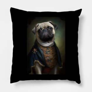 Princely Pug Classic Dog Portrait Pillow