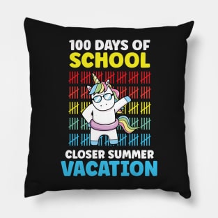 Funny Cute 100 Days Of School Closer Summer Vacation Unicorn Pillow