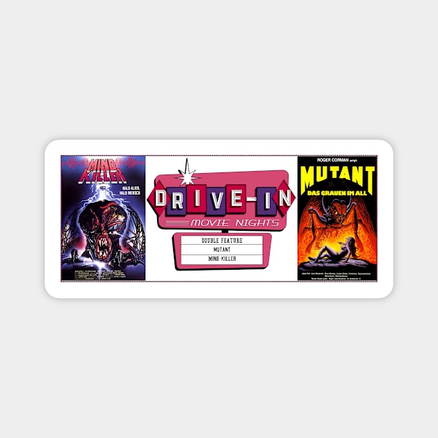 Drive-In Double Feature - Creature Horror Movies Magnet by Starbase79