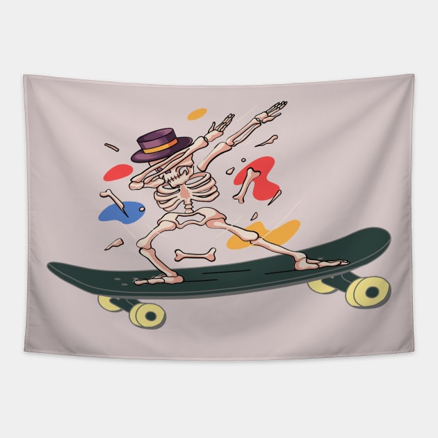 how to ride a skateboard, Skateboarding Skeletons Tapestry by joy 32