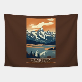 Grand Teton National Park Vintage Travel Poster Tapestry