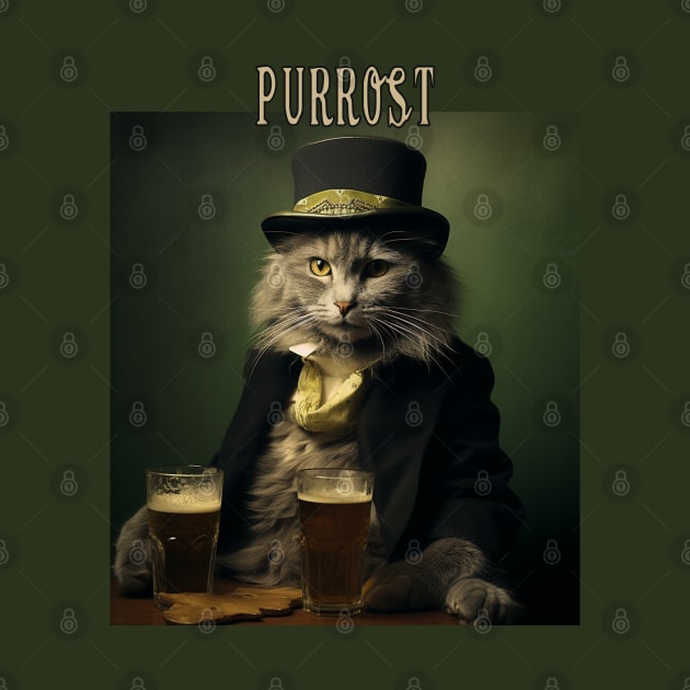 Oktoberfest Cat Kitty Drinking Beer Purrost Pride Germany by RetroZin