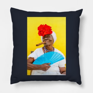 Cuban Woman, Portrait With Cigar Pillow