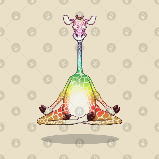 Levitating Meditating Giraffe Rainbow by Jitterfly