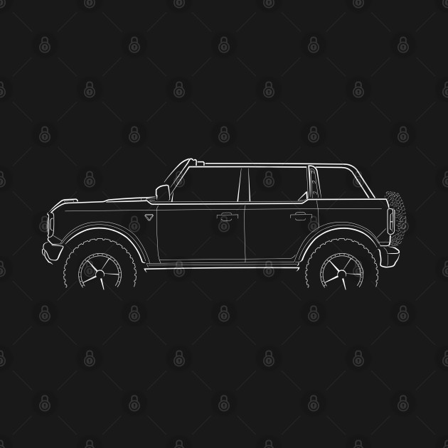 Front/profile - 2021 Ford 4 dr Bronco - stencil white by mal_photography