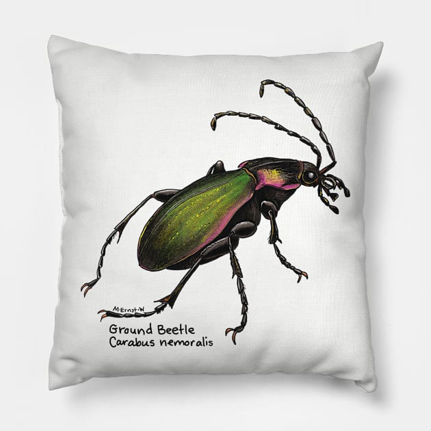 Beautiful Ground Beetle Pillow by mernstw