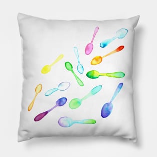 Falling Watercolor Spoons Pillow