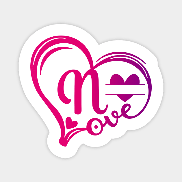 letter n monogram in the shape of love Magnet by Candy Store