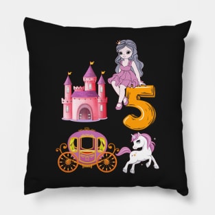 5th birthday  Princess Castle Unicorn Carriage Pillow