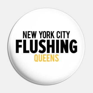 Flushing Queens Logo - A Minimalist Ode to Borough's Vibrant Heart Pin