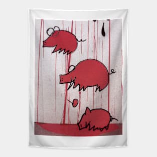 pig wall red Tapestry