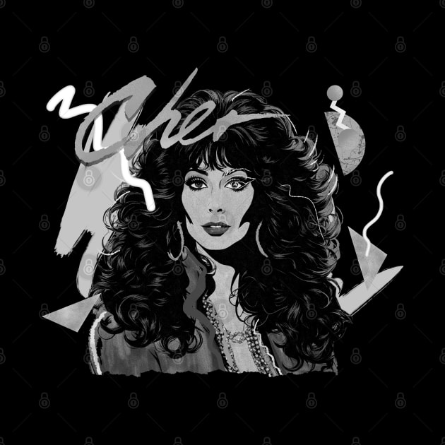 CHER 80S RETRO STYLE BLACK AND WHITE by DISCO DISCO MX