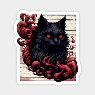 Cool Spooky Abstract Art Black Cat Demon Magnet