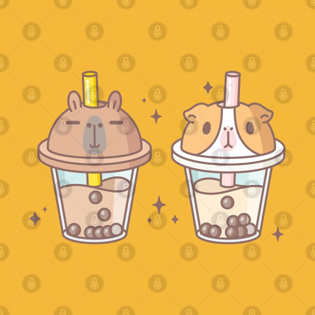 Capybara and Guinea pig Boba Tea by Noristudio